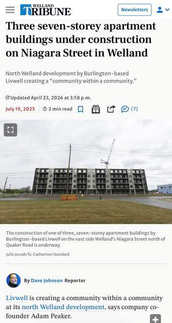 Development around Welland