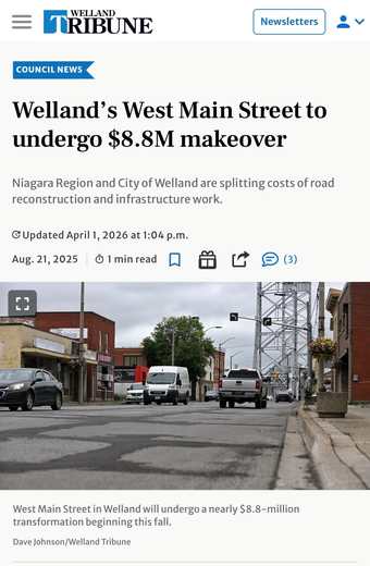 Development around Welland